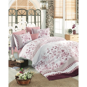 ASIR L'essential Maison Maroon Ranforce Super King Quilt Cover Set