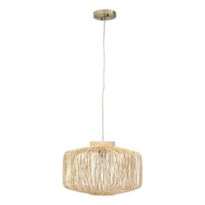 Boden 16&quot Rattan Pendant Light in Natural & Nickel