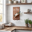 Sarlat Wine Bottle Wall Decor Shelf in Rustic Wood