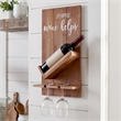 Sarlat Wine Bottle Wall Decor Shelf in Rustic Wood