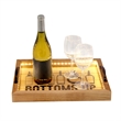 Verona Bottoms Up Wooden Serving Tray with LED in Wood & Black