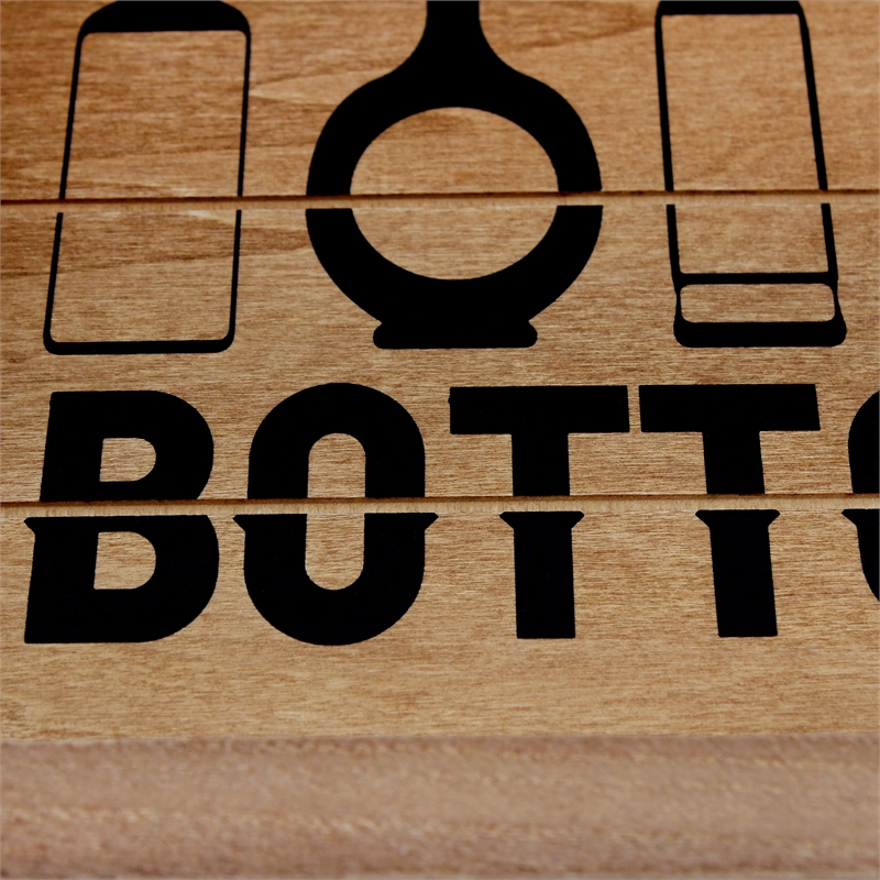 Verona Bottoms Up Wooden Serving Tray with LED in Wood & Black