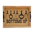 Verona Bottoms Up Wooden Serving Tray with LED in Wood & Black