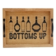 Verona Bottoms Up Wooden Serving Tray with LED in Wood & Black