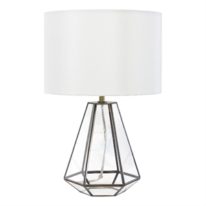 Luchia Glass & Brass Geometric Table Lamp in Clear