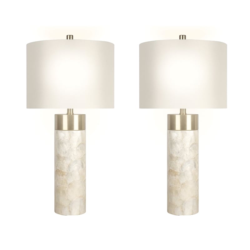 Ivory Luminous Shell Wood Table Lamp Soft Gold - Set of 2 - Accent Lighting