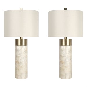 Ivory Luminous Shell Wood Table Lamp Soft Gold - Set of 2 - Accent Lighting