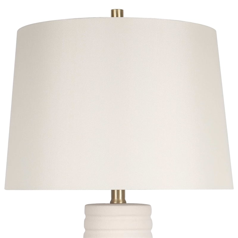 Ivory Calming Flow Ceramic Metal Table Lamp Textured White - Set of 2