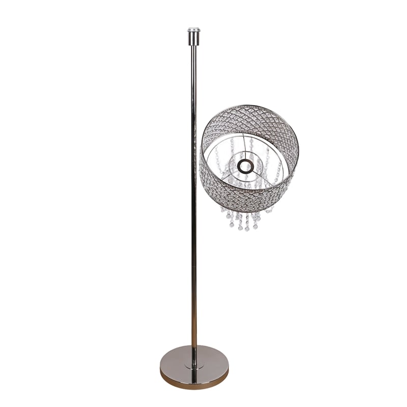 Crystal Elegance Metal Floor Lamp Polished Nickel & Clear Crystal