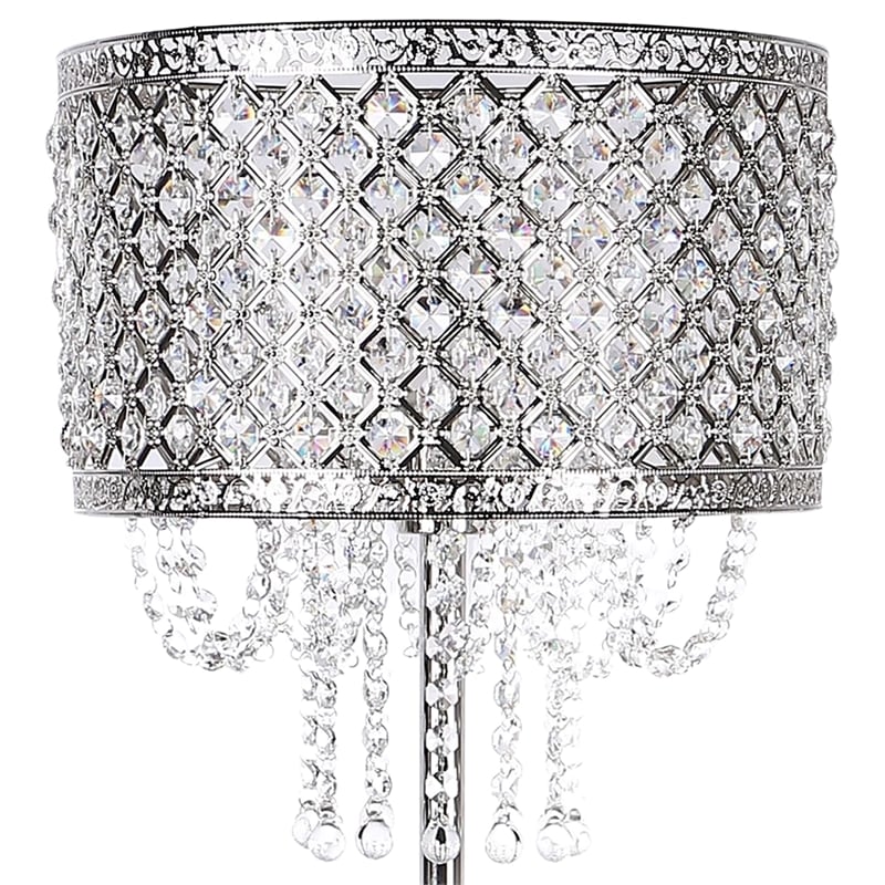 Crystal Elegance Metal Floor Lamp Polished Nickel & Clear Crystal