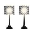 Crystal Lattice Radiance Metal Table Lamp Matte Black & Clear Crystal - Set of 2