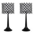 Crystal Lattice Radiance Metal Table Lamp Matte Black & Clear Crystal - Set of 2