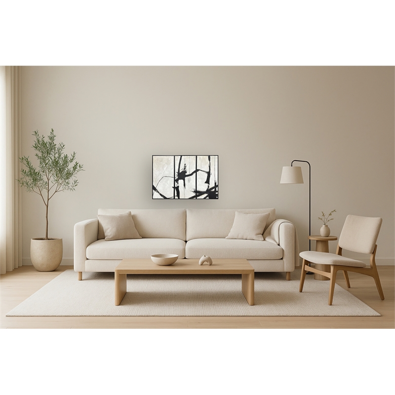 Black Abstract Harmony Framed Canvas Triptych Wall Art - Wood Frame - Set of 3