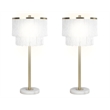 Tassel Elegance Metal Marble Table Lamp Soft Gold & White - Set of 2