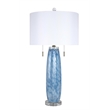 Azure Drift Table Lamp Blue Art Glass & Clear Crystal - Set of 2