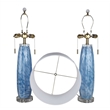 Azure Drift Table Lamp Blue Art Glass & Clear Crystal - Set of 2