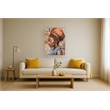 Golden Dusk Regal Profile Portrait Multi-Color Canvas Wall Art - Gold Wood Frame