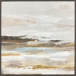 Cream Tranquil Horizon I Framed Canvas Wall Art - Brown Wood Frame - 30