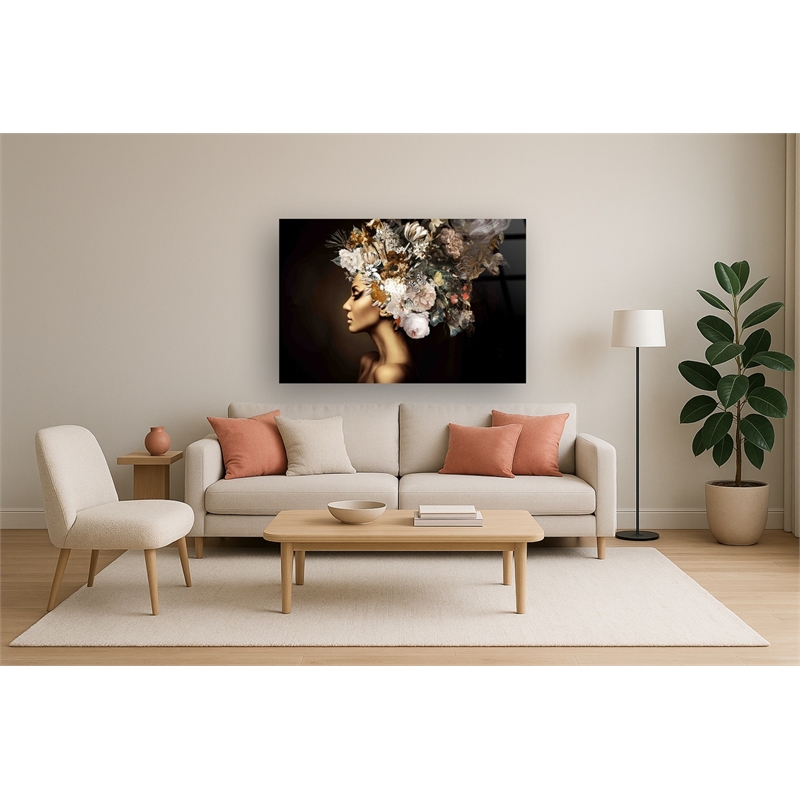 A Floral Mind Frameless Multi-Color Tempered Glass Wall Art - 60