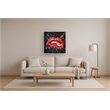 Neon Glow Lips Multi-Color Canvas Wall Art - Black Engineered Wood Frame