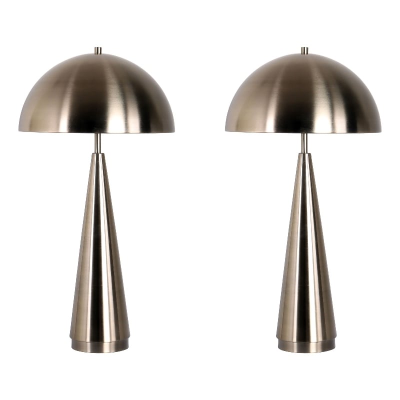 Brass Taper Metal Table Lamp - Antique Brass - Set of 2 - Contemporary