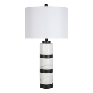Marble Harmony Table Lamp - White Marble & Matte Black - Modern