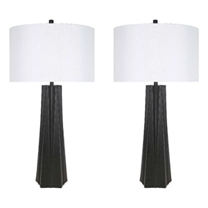 Obsidian Glo Metal Table Lamp - Matte Black - Set of 2 - Modern