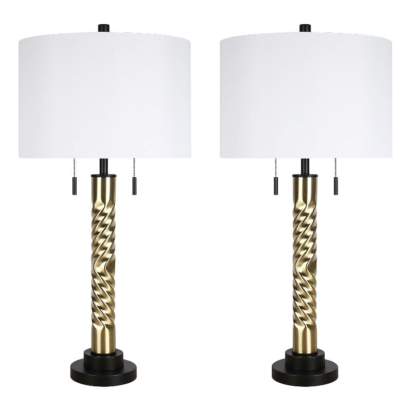Twist Elegance Metal Table Lamp - Matte Black & Soft Gold - Set of 2