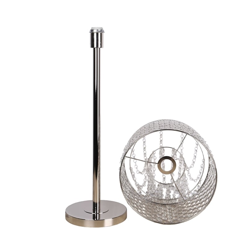 Crystal Elegance Metal Table Lamp - Polished Nickel - Living Room Lighting
