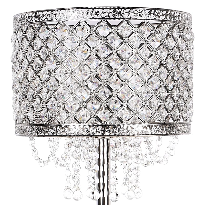 Crystal Elegance Metal Table Lamp - Polished Nickel - Living Room Lighting