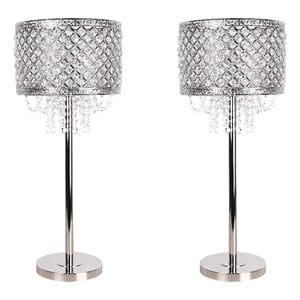 Crystal Elegance Metal Table Lamp - Polished Nickel - Living Room Lighting