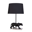 Panther Noir Polyresin Table Lamp - Black & Polished Nickel - Metal