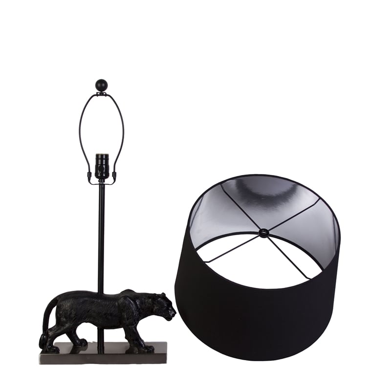 Panther Noir Polyresin Table Lamp - Black & Polished Nickel - Metal