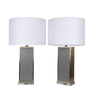 &quotGator Luxe&quot - 17&quot x 30&quot - Grey Gator Pu - Metal - Living Room Lighting