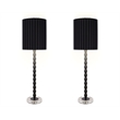 Obsidian Elegance Metal Table Lamp - Black & Clear Crystal - Set of 2