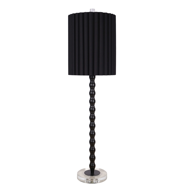 Obsidian Elegance Metal Table Lamp - Black & Clear Crystal - Set of 2