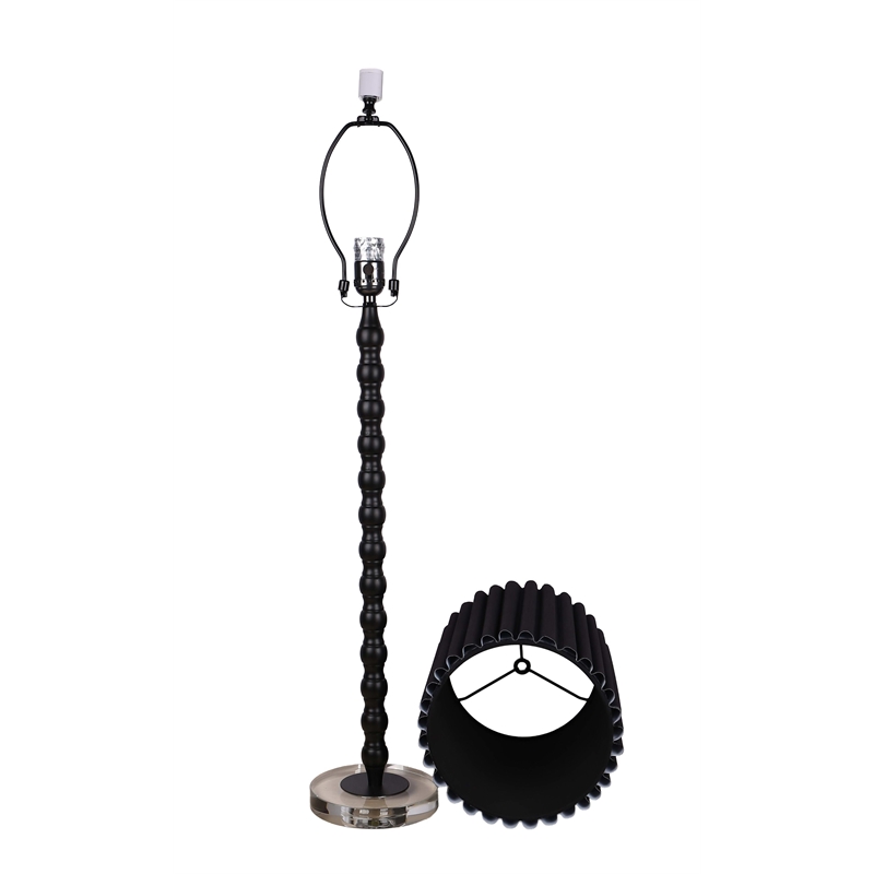 Obsidian Elegance Metal Table Lamp - Black & Clear Crystal - Set of 2