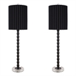 Obsidian Elegance Metal Table Lamp - Black & Clear Crystal - Set of 2