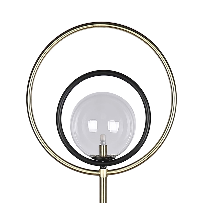 Eclipse Aura Metal Floor Lamp - Matte Black & Soft Gold - Clear Glass