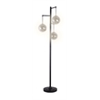 Globe Cascade Metal Floor Lamp - Polished Chrome - Smoked Glass Globes
