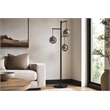 Globe Cascade Metal Floor Lamp - Polished Chrome - Smoked Glass Globes