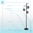 Globe Cascade Metal Floor Lamp - Polished Chrome - Smoked Glass Globes