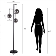 Globe Cascade Metal Floor Lamp - Polished Chrome - Smoked Glass Globes