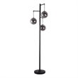 Globe Cascade Metal Floor Lamp - Polished Chrome - Smoked Glass Globes