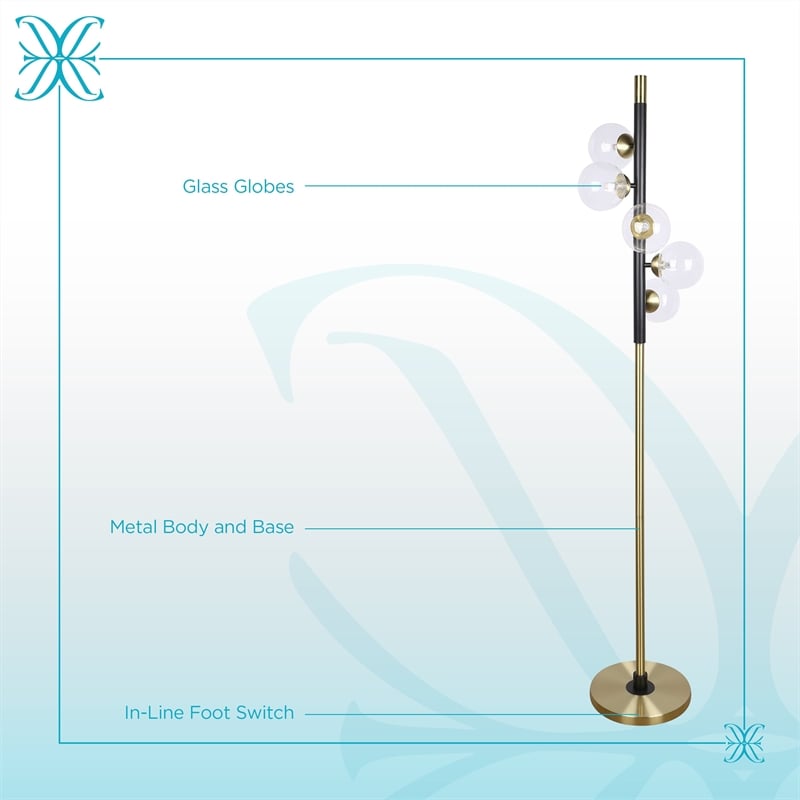 Luminous Orbit Metal Floor Lamp - Matte Black & Soft Gold - Modern
