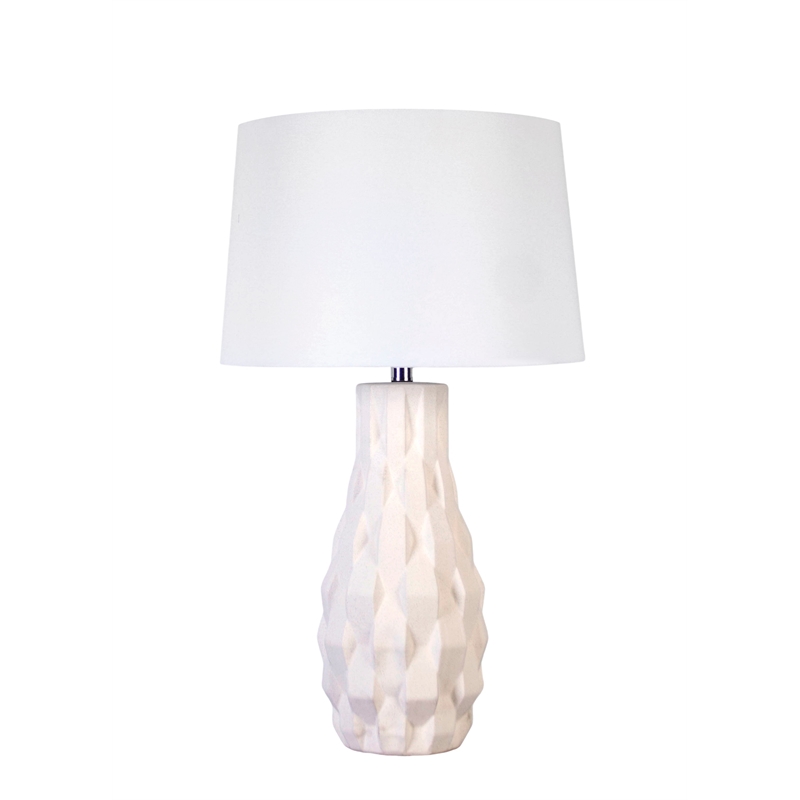 Sculpted Elegance Ceramic Table Lamp - White Sand - Set of 2 - Metal