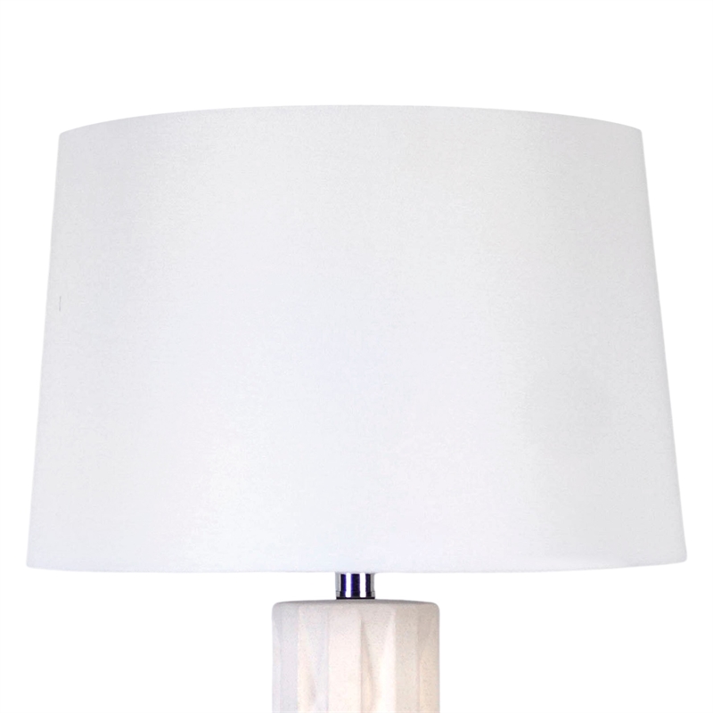 Sculpted Elegance Ceramic Table Lamp - White Sand - Set of 2 - Metal