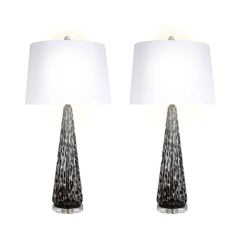 Eclipse Radiance Table Lamp - Black Art Glass - Set of 2 - Modern