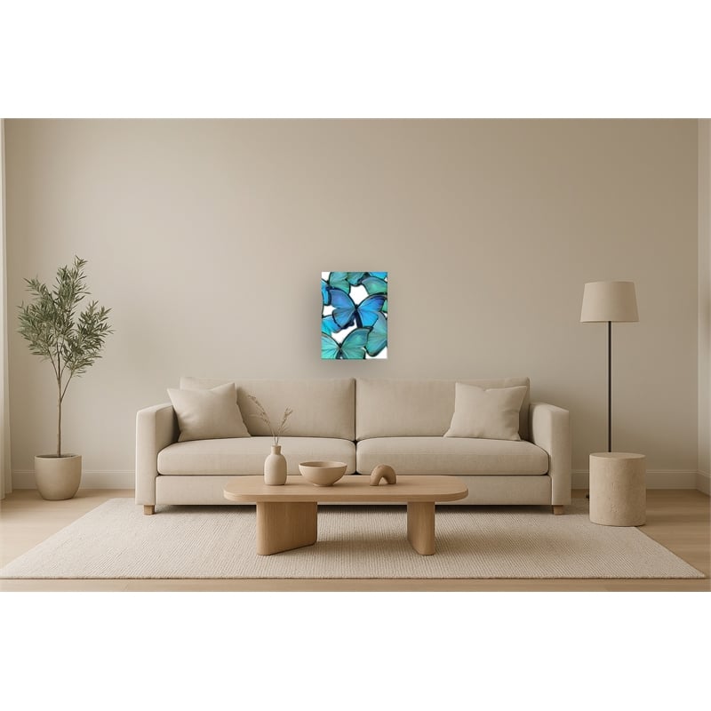 Azure & Verdant Butterfly Dance Canvas Wall Art - 16