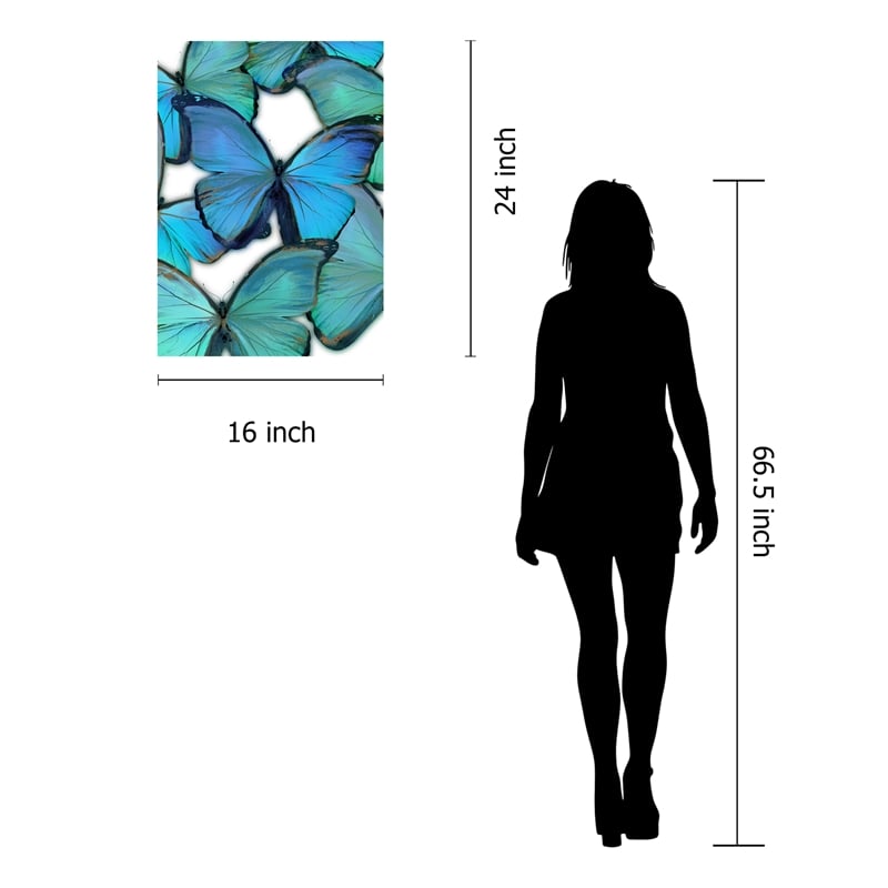 Azure & Verdant Butterfly Dance Canvas Wall Art - 16